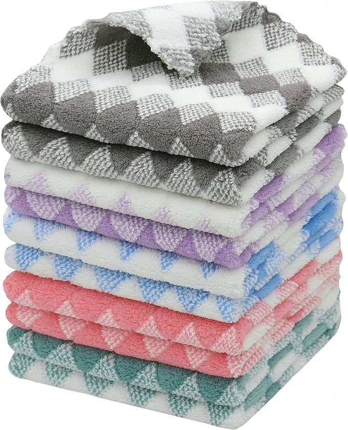 Microfiber Cleaning Cloth Lint Free Cleaning Rags, 10 Pack Fast Drying Dish Rags for Cleaning, Super Absorbent Kitchen Dish Cloths for Wash Dishes,12 in x 12 in, Mix Color