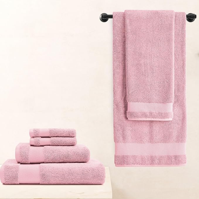 BIOWEAVES 100% Organic Cotton 700 GSM Plush Premium Washcloths 13" x 13" GOTS Certified, Face Towels Perfect for Home & Bathroom - Dusty Pink, Pack of 12