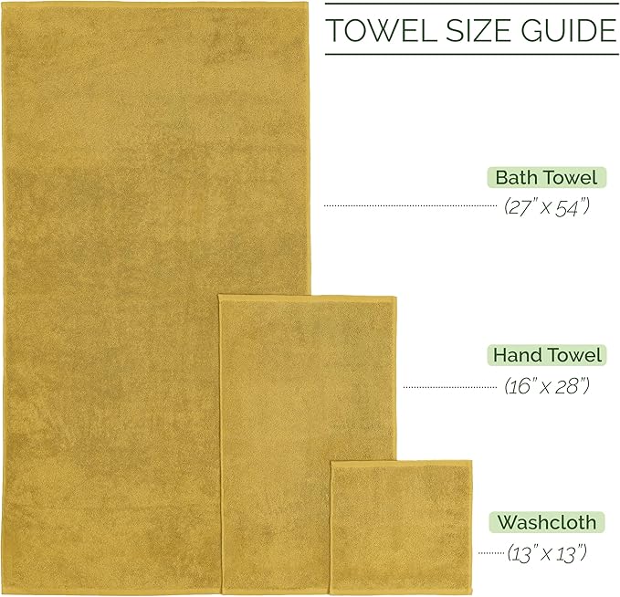 Elegant Comfort Luxury 6-Piece 100% Turkish Cotton Jacquard Braided Textured Premium Hotel Quality Towel Set– Soft and Absorbent, Includes 2 Bath Towels, 2 Hand Towels and 2 Washcloths, Amber Gold