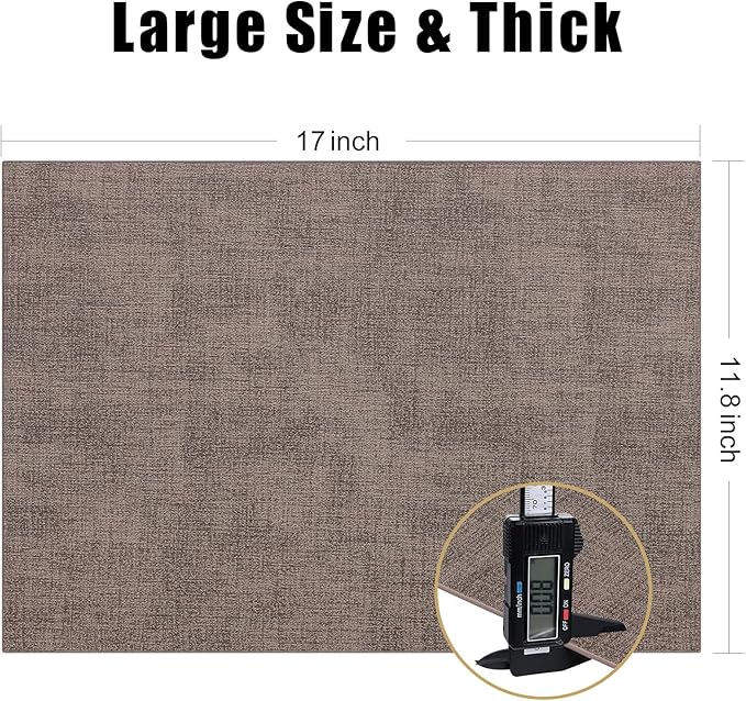 Homaxy Faux Leather Heat Resistant Placemats for Dining Table Set of 6, Waterproof Wipeable Washable PU Table Mats, Easy to Clean Anti-Slip Place Mats, 11.8" x 17", Dark Brown