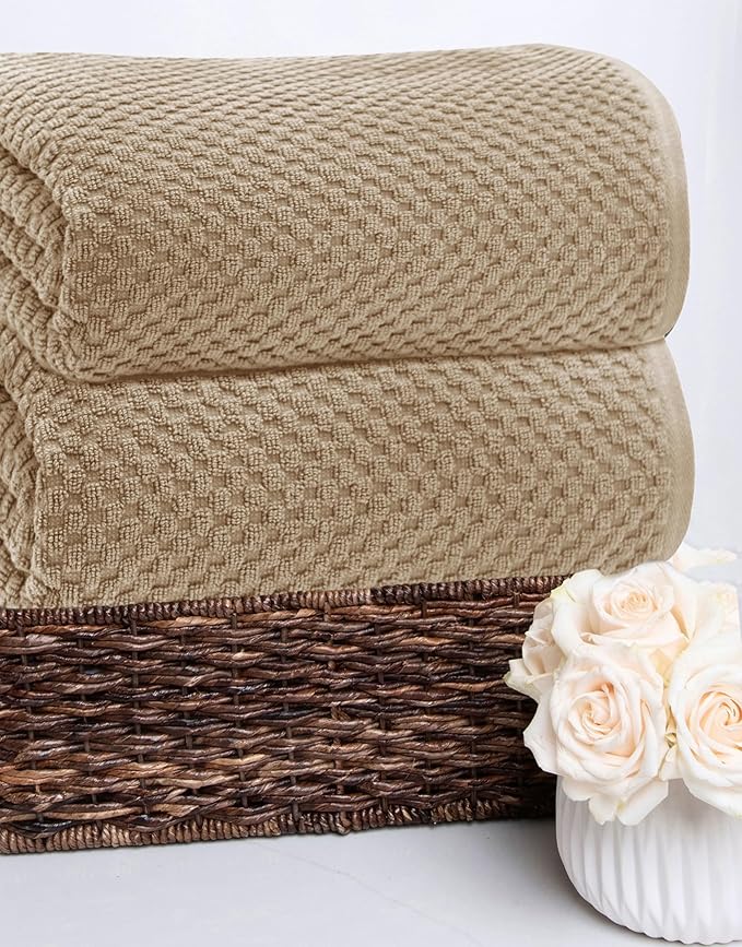 COTTON CRAFT Waffle Bath Sheets - Set of 2 Luxury Euro Spa Waffle Weave Bath Sheet Towels - 100% Ringspun Cotton Bath Sheet - Absorbent Quick Dry Bath Towel Sheet - Oversized 35 inch x 70 inch - Linen