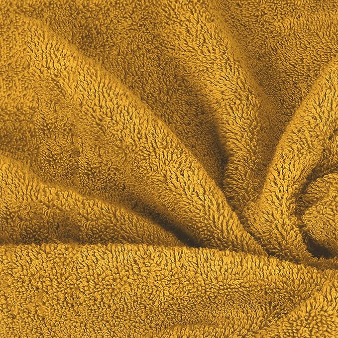 Mocassi Luxury 100% Turkish Cotton 6-Piece Towel Set - Ultra Soft, Quick Dry Highly Absorbent Premium Spa Hotel Quality Bath Towels, Includes 2 Bath Towels, 2 Hand Towels and 2 Washcloths, Gold