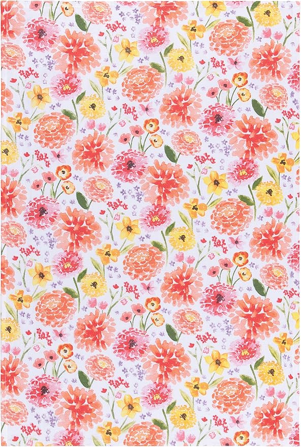 Now Designs Cottage Floral Cotton Floursack Kitchen Dish Towels 20 x 30in, Set of 3