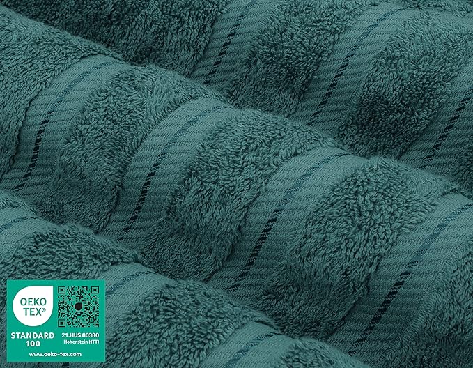 American Soft Linen Premium 3 Piece Towel Set, 1 Bath Towel 1 Hand Towel 1 Washcloth, 600 GSM 100% Cotton Turkish Towels for Bathroom, Teal Towel Set