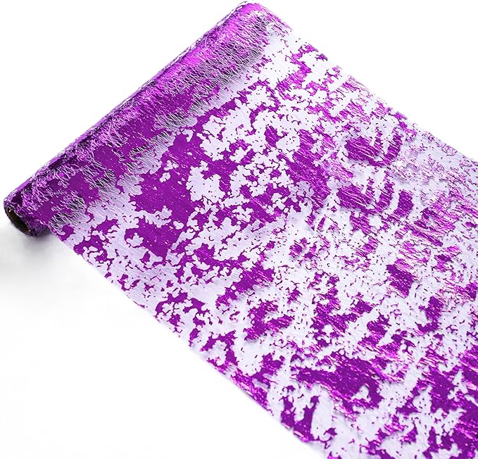 Snowkingdom 2 Pieces Purple Table Runner, Sequin Glitter Foil Metallic Thin Mesh Runners Roll 11"x108" for Romantic Wedding Bridal Shower Birthday Anniversary, Purple Party Table Decorations