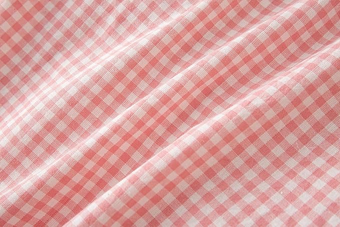 Vintage Gingham Apron for Women, Ruffle Straps, 2 Pockets, Soft Cotton, Apron Dress Style for Cooking & Baking