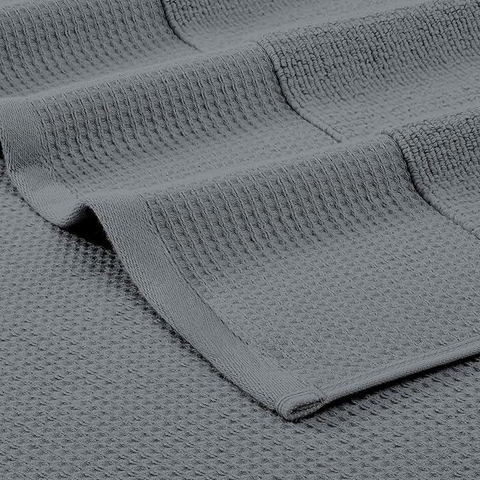 Modern Threads Waffle-Rib 6-Piece Towel Set – Premium Cotton Bath Towels, Ultra-Absorbent & Soft, Elegant Waffle Texture for Bathroom & Spa, Carbon