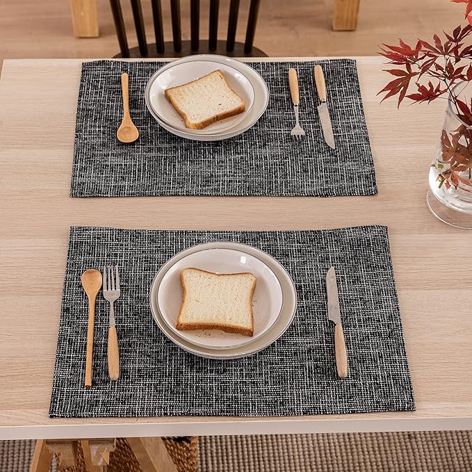 Kevin Textile Halloween Table Mats Set of 4 Heat Resistant Washable Placemats for Parties Buffet Dinner, 13 x 19 inches, Black
