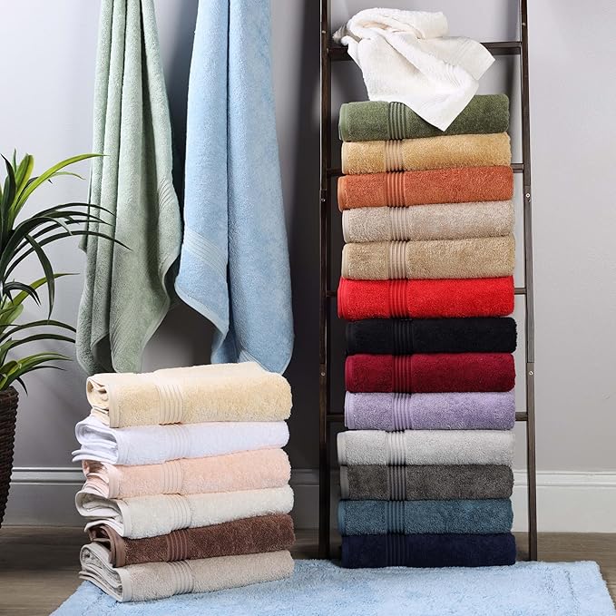 Superior Egyptian Cotton 3-Piece Towel Set, Basic Towels For Bathroom, Home Decor, Guest Bath, Shower, Apartment, Included 1 Face, 1 Hand, 1 Bath Towel, Washcloth, Quick Dry, White