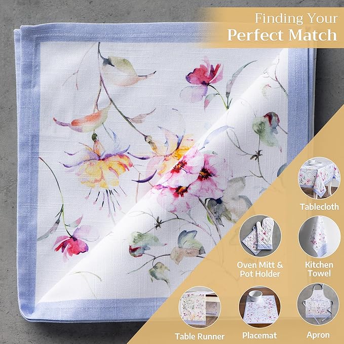 Maison d' Hermine Cloth Napkins Set of 4 100% Cotton Everyday Reusable Square Napkins Cloth Washable Dinner Party Wedding Restaurant Gifts for Mothers Day Spring/Summer (Summer Floral, 20" x 20")