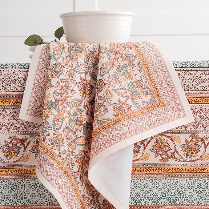 Maison d' Hermine Cloth Napkins Set of 4 100% Cotton for Thanksgiving Christmas Decorations Everyday Reusable Square Fall Napkins Cloth Washable Dinner Party (Nila, 20"x20")