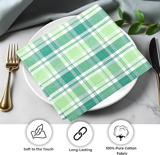 Urban Villa Cloth Napkins Set of 12(20x20) 100% Cotton Napkins Cloth Washable Durable Reusable Absorbent Table Dinner Napkins Cloth Ideal for St Patricks Day Celebrations Weddings Parties- St Patrick