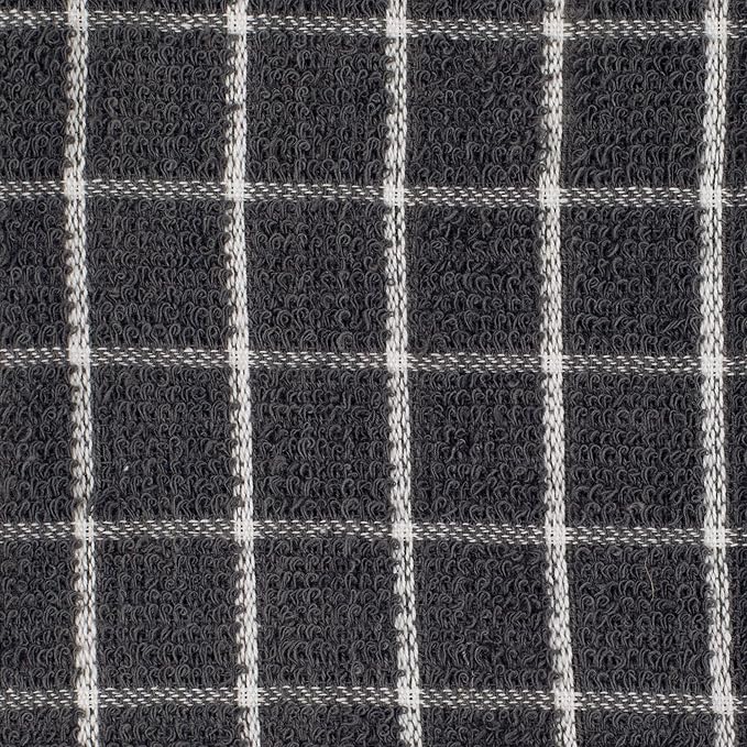 DII Basic Terry Collection Windowpane Dishcloth Set, 12x12, Gray, 6 Piece