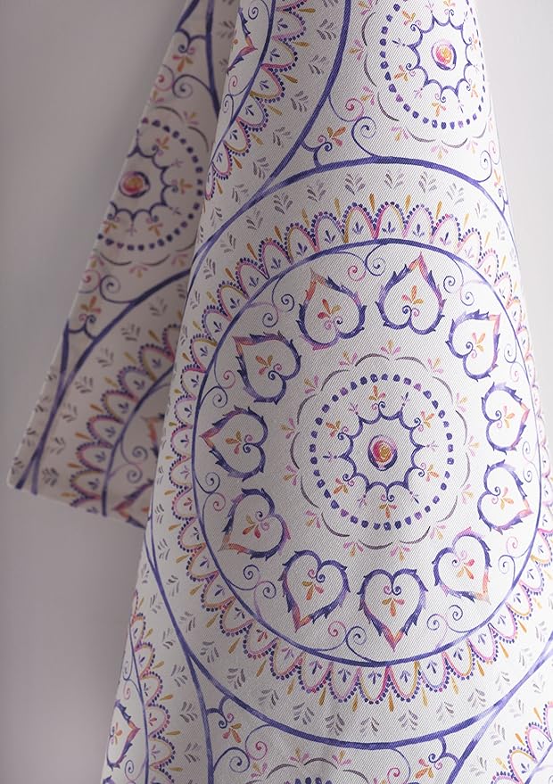 Maison d' Hermine Kitchen Towels Set of 3 100% Cotton 27.50" x 20" Reusable Cloth Tea Dish Towels Absorbent with Hanging Loop for Kitchen Gifts for Mothers Day Spring/Summer (Mandala)