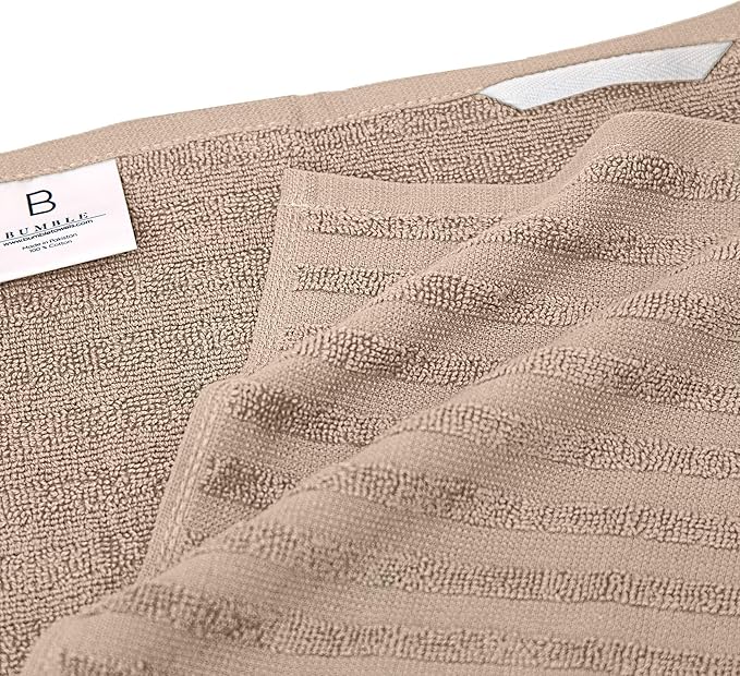 Premium Kitchen Towels (20”x 28”, 6 Pack) | Large Cotton Dish Towels | Flat & Terry Highly Absorbent Kitchen Linen Set with Hanging Loop | Tan