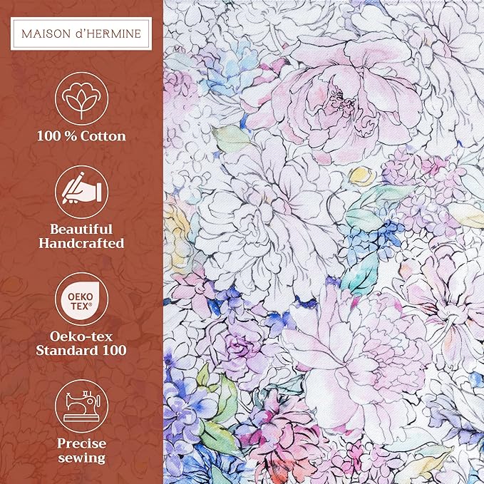 Maison d' Hermine Placemats Set of 4 100% Cotton Washable Cloth Place Mats Reusable Table Mats for Kitchen Dining Party Wedding Gifts for Mothers Day Spring/Summer (Floral Love, 13" x 19")