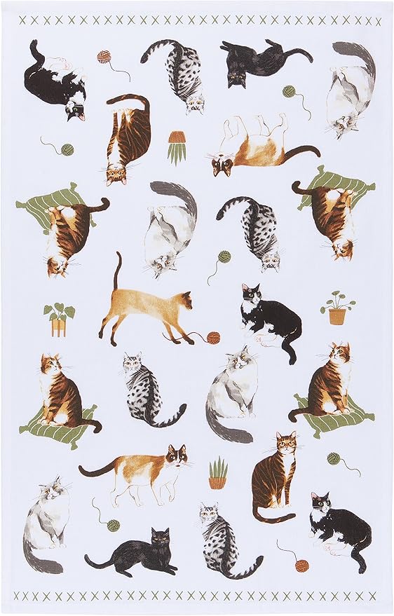Now Designs Cat Collective Printed Kitchen Towel, 18x28 inches