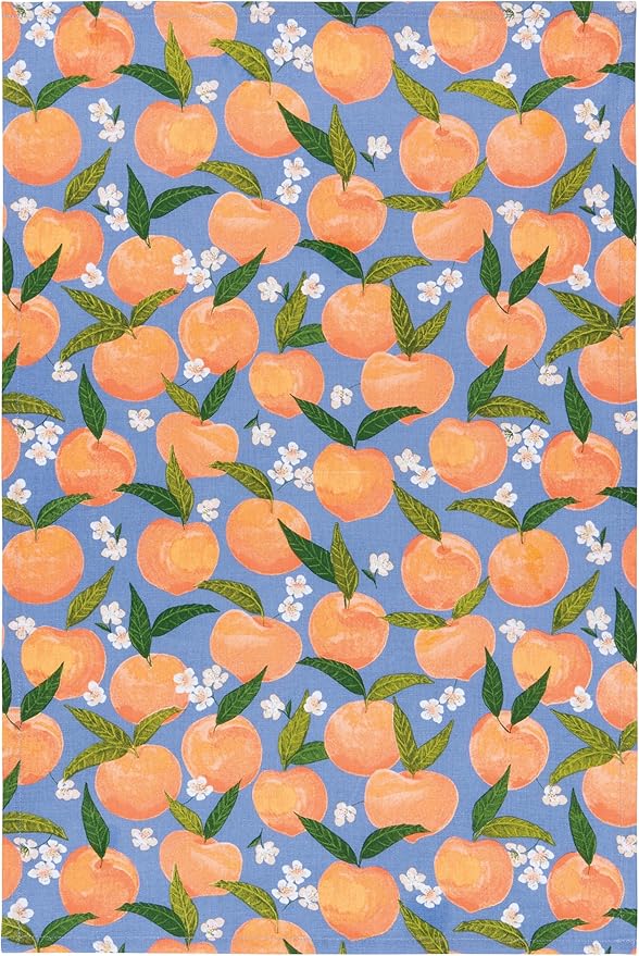 Now Designs by Danica Kitchen Cloth Towels Set of 2-100% Cotton - Peaches Printed Dishtowels
