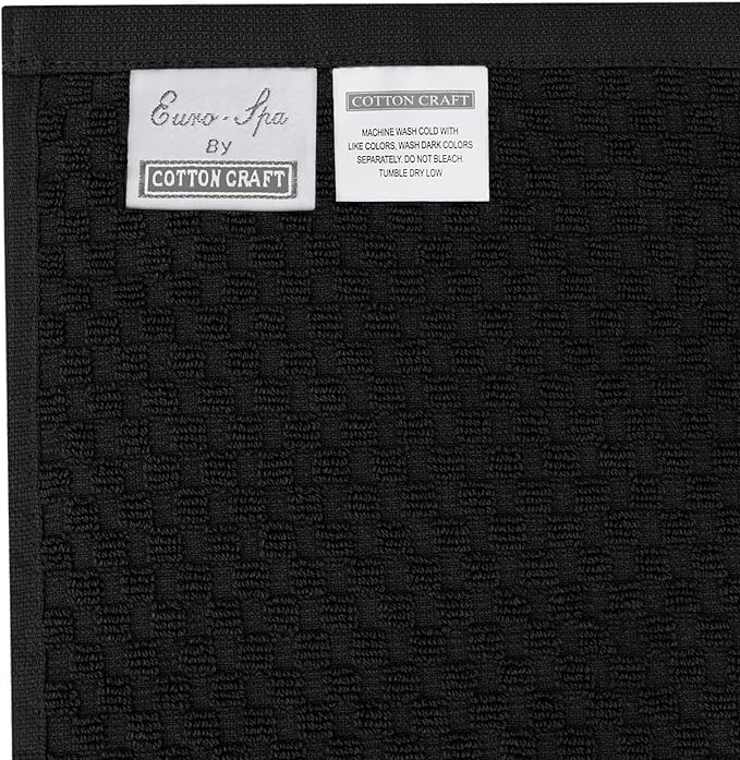 COTTON CRAFT Waffle Bath Sheets - Set of 2 Luxury Euro Spa Waffle Weave Bath Sheet Towels - 100% Ringspun Cotton Bath Sheet - Absorbent Quick Dry Bath Towel Sheet - Oversized 35 x 70 inches - Black