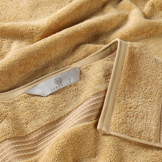 Superior Egyptian Cotton 8-Piece Towel Set, Assorted Towels for Home Bathroom, Guest Bath Decor Essentials, Includes 2 Bath, 4 Hand, 2 Face Towels/Washcloths, Quick Dry, Absorbent, Gold