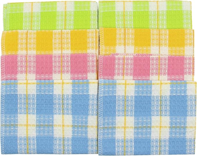 Mia'sDream Cotton Rags Terry Dish Cloths Dish Rags for Cleaning, Absorbent Cleaning Rags Lint Free Cleaning Cloths Pack of 8, 13inch x 13inch Multi Colors