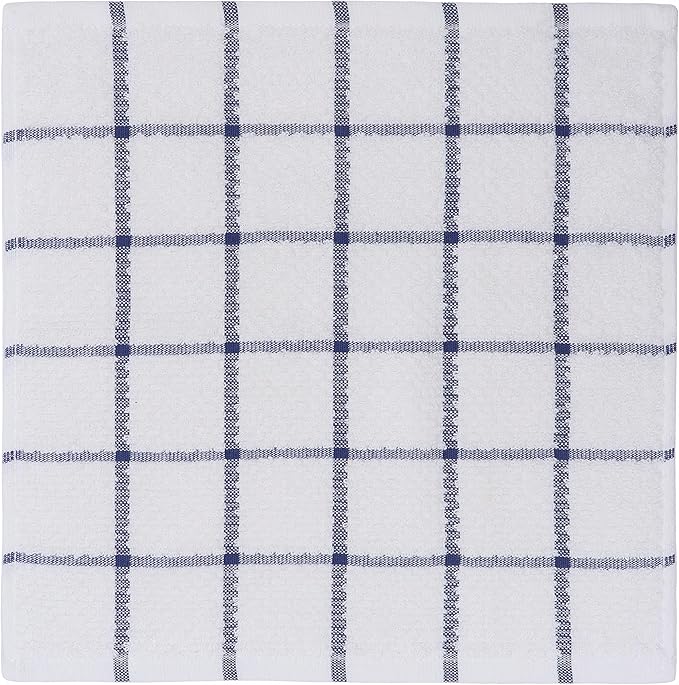Cotton Dish Towels for Kitchen, Terry Dish Cloths for Washing Dishes, 12 x 12 Inches, Light and Soft, Quick Drying Dish Rags for Cleaning, 8pc/Set (Blue)