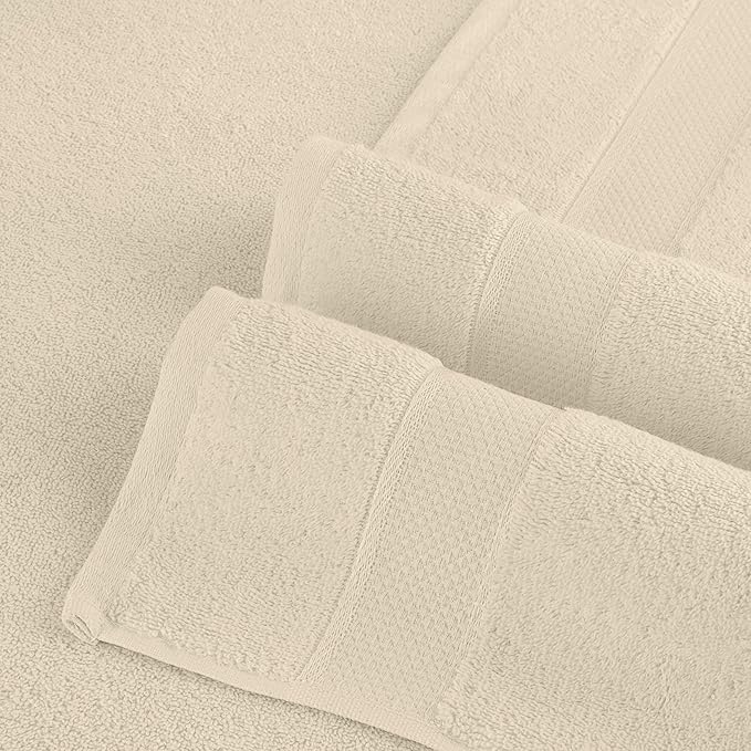 Elegant Comfort Premium Cotton 8-Piece Towel Set, Includes 4 Washcloths, 2 Hand Towels and 2 Bath Towels, 100% Turkish Cotton - Highly Absorbent and Super Soft Towels for Bathroom, Ivory