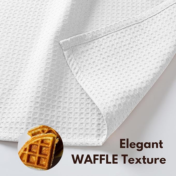 Native Fab 6 Pack Waffle Dish Cloths - 100% Cotton, Absorbent, Quick Drying & Soft Towels for Cleaning, Cooking & Baking - Ideal for Home, Restaurants & Cafes - 12x12 Inches - White