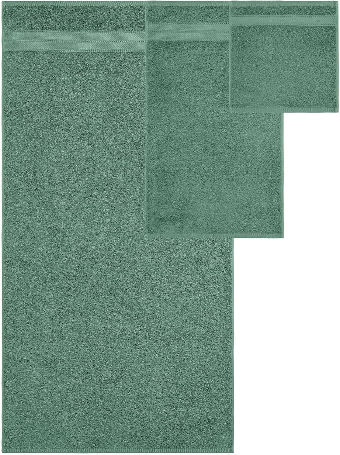 Modern Threads - Spun Loft 6-Piece 100% Combed Cotton Towel Set - Bath Towels, Hand Towels, & Washcloths - Super Absorbent & Quick Dry - 600 GSM - Soft & Plush, Eucalyptus