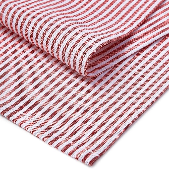Encasa XO Cotton Kitchen Towel Set | Hand and Tea Cloth for Cleaning & Quick Drying, X-Large 28"x18" (Pack of 4) Highly Absorbent - Ticking Red
