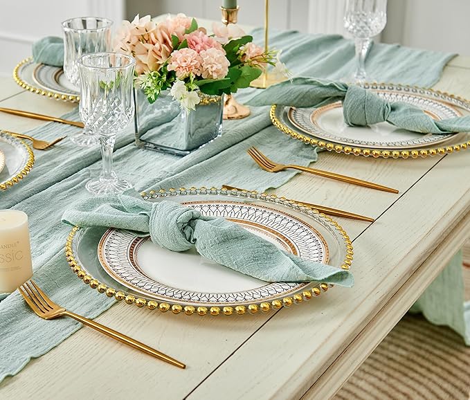 Dinner Cloth Napkins 10 Pack,Green Cloth Napkin,Gauze Napkins 100% Natural Cotton,Washable Gauze Napkins Great for Weddings Decorative,Parties,Everyday Use,40 * 40cm (16 * 16inches),Light Green