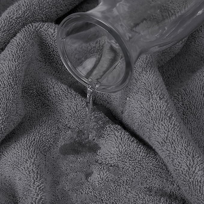 Mocassi Luxury 100% Turkish Cotton 6-Piece Towel Set - Ultra Soft, Quick Dry Highly Absorbent Premium Spa Hotel Quality Bath Towels, Includes 2 Bath Towels, 2 Hand Towels and 2 Washcloths, Gray