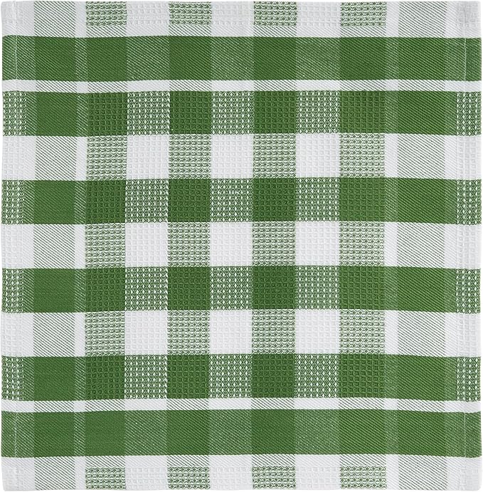 LANE LINEN 100% Cotton Kitchen Dish Cloths, Ultra Soft Absorbent Quick Drying Dish Towels, Multiweave Wash Cloths Dish Towel Sets, 12x12 Inches, 12 Pack - Olive