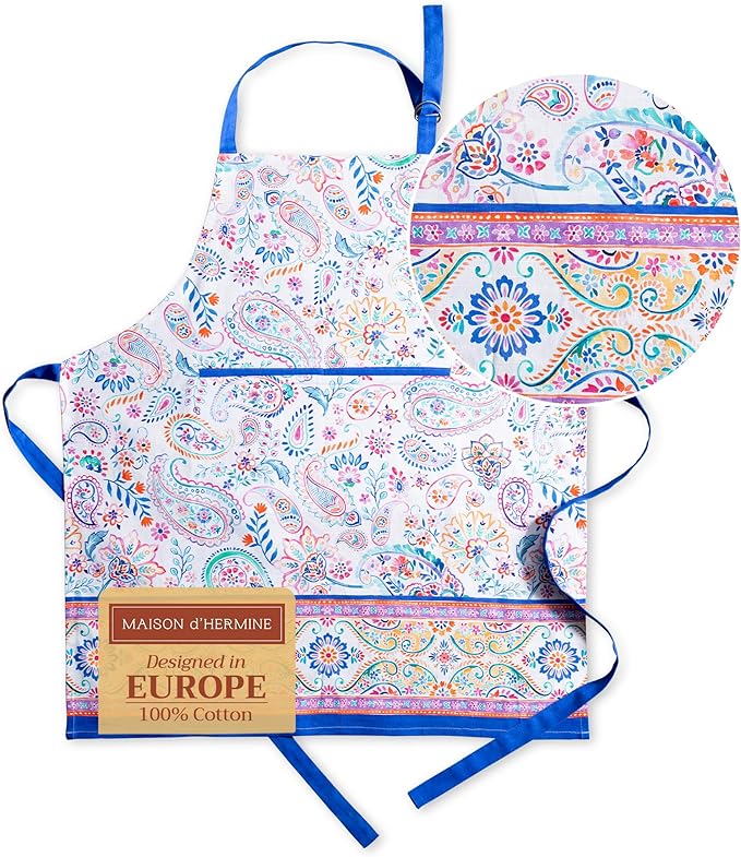Maison d' Hermine 100% Cotton Apron for women with Pocket Kitchen Chef Apron for Men Cooking Mothers Day Gifts