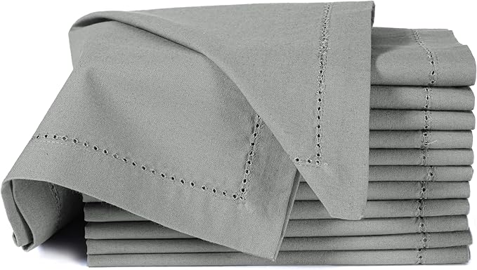 Cotton Cloth Napkins Set of 12, 18x18 Cloth Dinner Napkin Washable, Soft, Reusable Napkins for Wedding, Parties, Christmas, Thanksgiving, Everyday Use (Silver) - ALPHA Living HOME