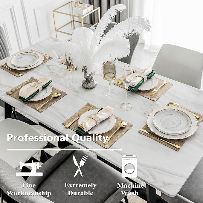 Home Brilliant Linen Placemats Set of 8 Heat Resistant Dining Table Cloth Place Mats Kitchen Table Mats Placemats Table Decor, Natural Linen
