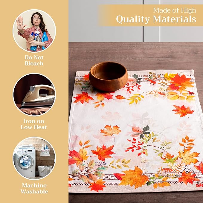 Maison d' Hermine Placemats Set of 4 100% Cotton Washable Cloth Place Mats, Reusable Table Mats for Thanksgiving Christmas Decorations Kitchen Dining Party Wedding Restaurant (Amarante, 13" x 19")