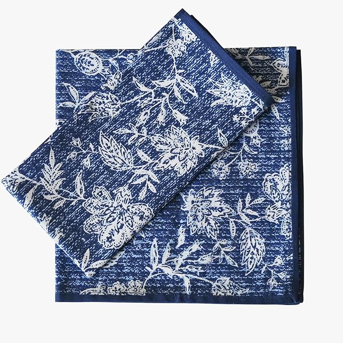 FINGERCRAFT Cloth Napkins, Set of 12 Cotton Linen Blend Printed Dinner Napkins Cloth Mitered Corner Perfect for Parties Dinners Weddings Cocktail Christmas Easter 20x20 Marlo Thomas