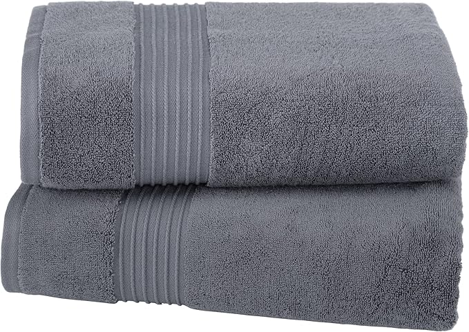 Milara Turkish Super-Plush Bath Towels Set 2-Piece | Premium Cotton Bath Towel Set Absorbent, Durable with Hanging Loops | Anthracite (Dark Gray) Turkish Bath Towels, (27 x 54 Inches)