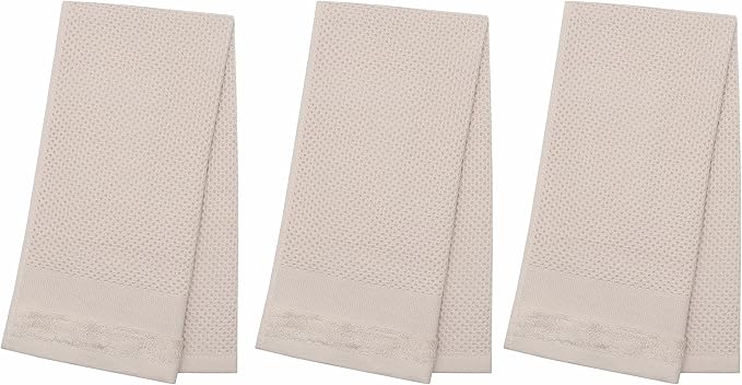 Mia'sDream Cotton Hand Face Head Towel Waffle Weave Kitchen Tea Towel Dish Towels, Soft and Absorbent Bath Guest Gym Towel Washcloths, 13inch x 28inch 3 Pack (Khaki)