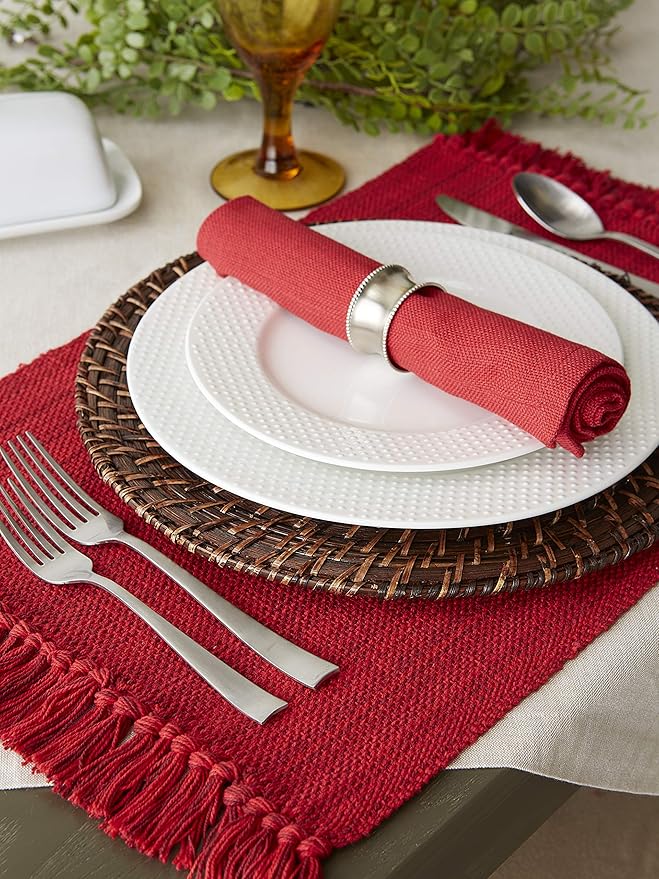 DII Variegated Tabletop Collection, Dining Set, Tango Red, 8 Piece