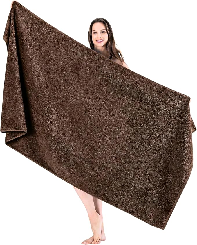 SALBAKOS Luxury 100% Turkish Cotton Bath Sheets 40x80 in Oversized Extra Large Bath Towels Thick Soft Absorbent Turkish Towel for Spa Beach (Pack of 1, Chocolate, Jumbo Bath Sheet)