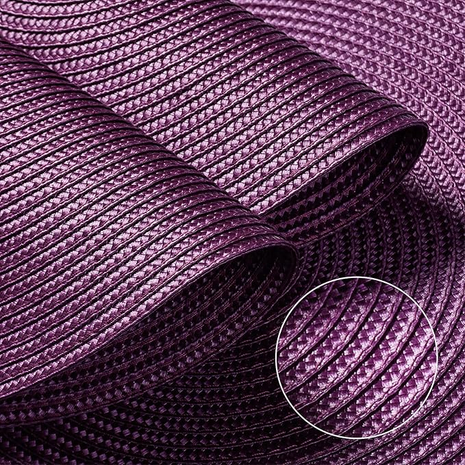 FunWheat Round Braided Placemats Set of 6 Table Mats for Dining Tables Woven Washable Non-Slip Place mats 15 inch(Purple, 6pcs)
