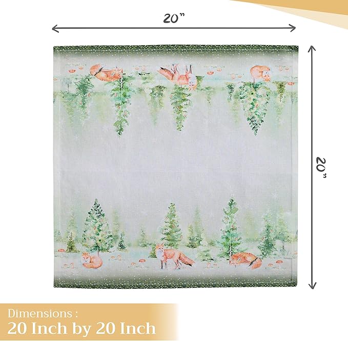 Maison d' Hermine Cloth Napkins Set of 4 100% Cotton for Thanksgiving Christmas Decorations Everyday Reusable Square Fall Napkins Cloth Washable Dinner Party (Winter Mornings, 20"x20")