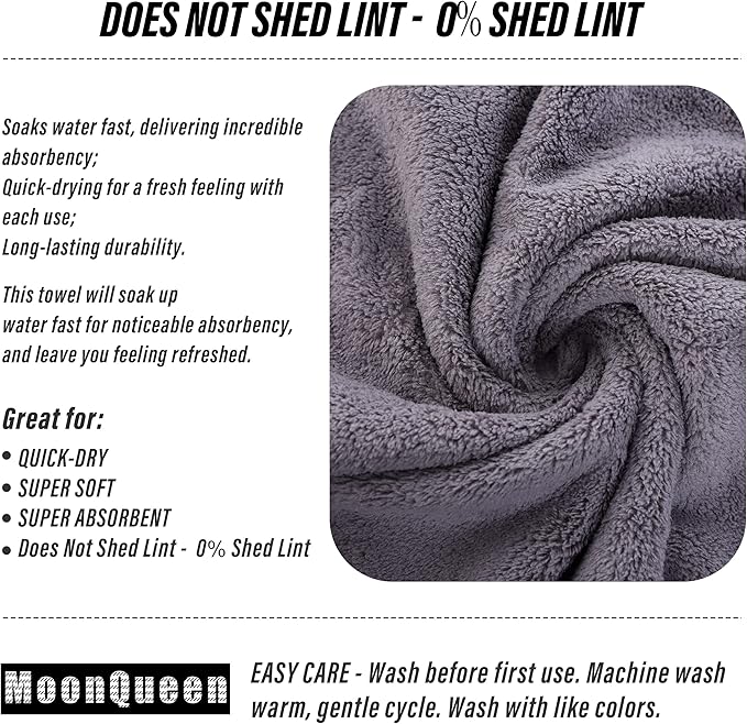 MOONQUEEN 6 Pack Premium Hand Towels - Quick Drying - Microfiber Coral Velvet Highly Absorbent Towels - Multipurpose Use as Hotel, Bathroom, Shower, Spa, Hand Towel 16 x 28 inches (Multicolor)