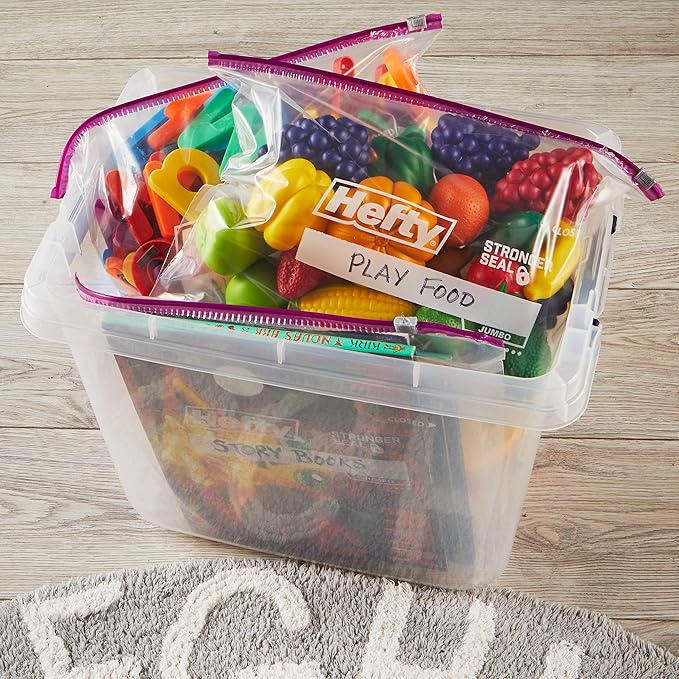 Hefty Slider Jumbo Storage Bags, 2.5 Gallon Size, 12 Count
