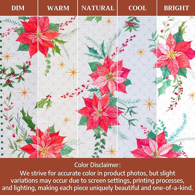 Maison d' Hermine Cloth Napkins Set of 4 100% Cotton for Thanksgiving Christmas Decorations Everyday Reusable Square Fall Napkins Cloth Washable Dinner Party (Poinsettia Christmas, 20"x20")