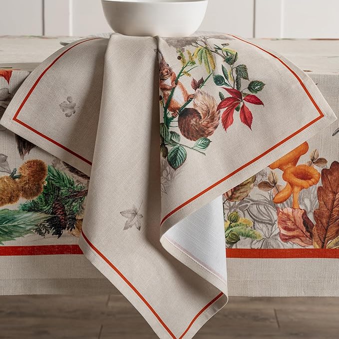 Maison d' Hermine Cloth Napkins Set of 4 100% Cotton for Thanksgiving Christmas Decorations Everyday Reusable Square Fall Napkins Cloth Washable Dinner Party (Recolte, 20"x20")
