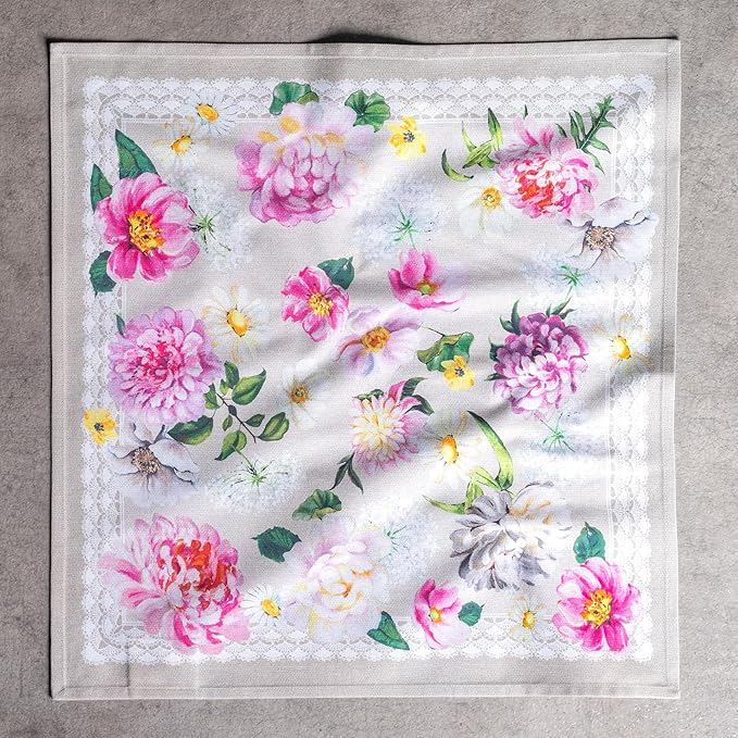 Maison d' Hermine Cloth Napkins Set of 4 100% Cotton Everyday Reusable Square Napkins Cloth Washable Dinner Party Wedding Restaurant Gifts for Mothers Day Spring/Summer (Pivoine, 20" x 20")