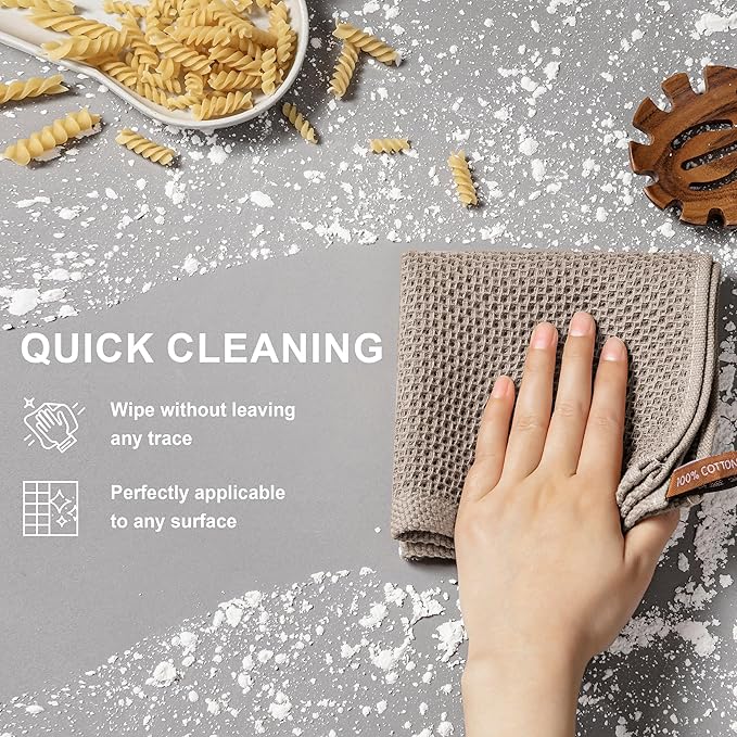 joybest Cotton Kitchen Dish Cloths, 8-Pack Waffle Weave Ultra Soft Absorbent Dish Towels Washcloths Quick Drying Dish Rags, 12x12 Inches, Coffee